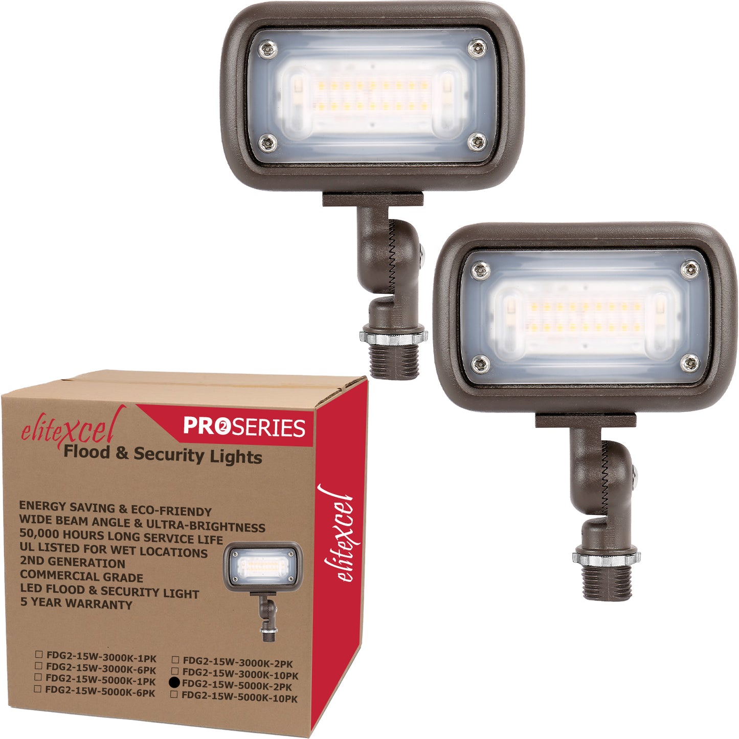 Commercial-Grade 15W LED Flood Light with Knuckle Mount – IP65 Waterproof Outdoor Spotlight (Dark Bronze)