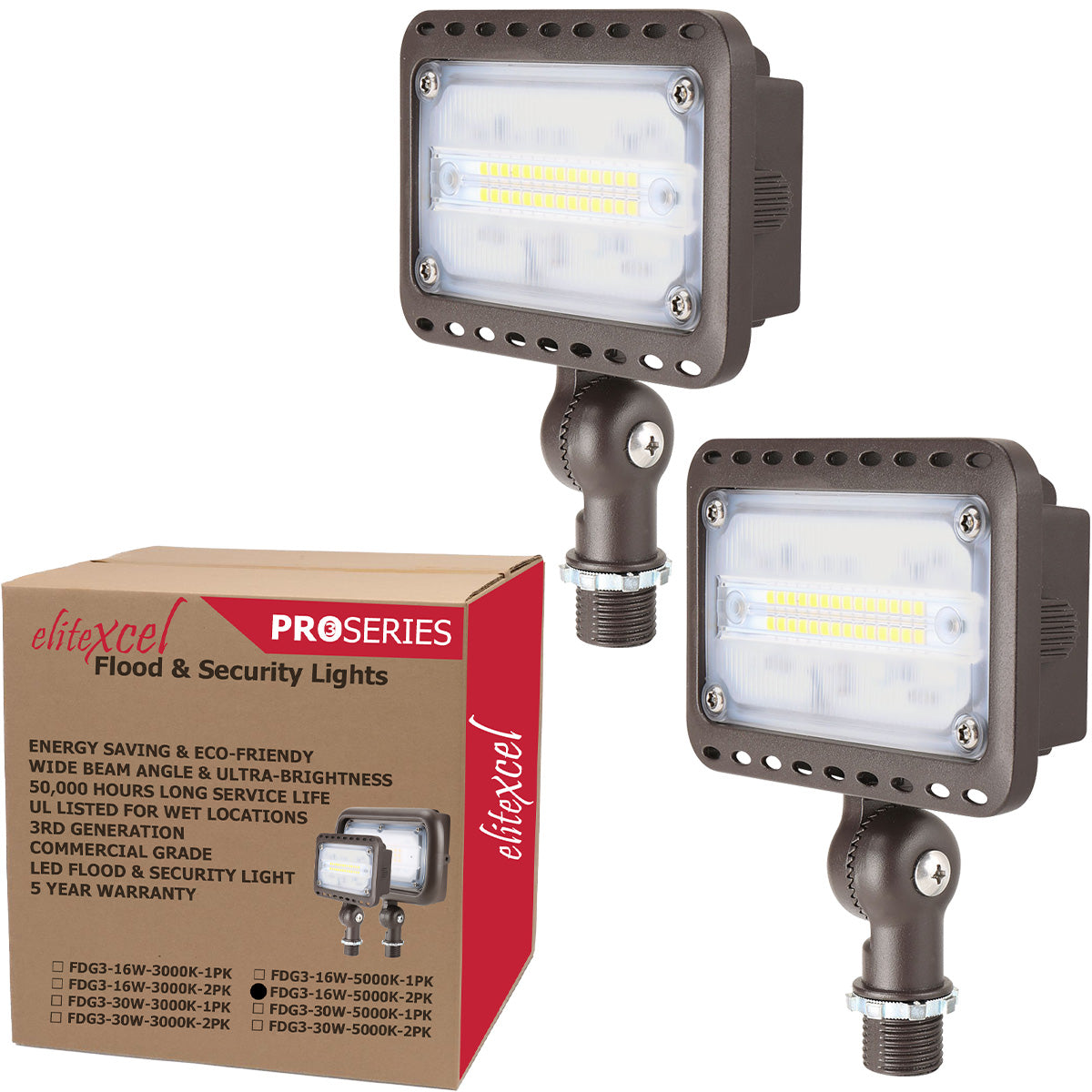Commercial-Grade 16W LED Flood Light with Knuckle Mount – 120V Outdoor Landscape Spotlight (Dark Bronze)