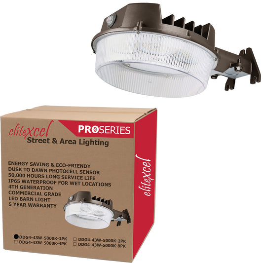 Commercial-Grade 43W LED Barn Light - Dusk-to-Dawn Outdoor Security Light (Multi-Config)