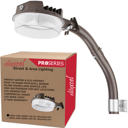 Commercial-Grade 43W LED Barn Light - Dusk-to-Dawn Outdoor Security Light (Multi-Config)