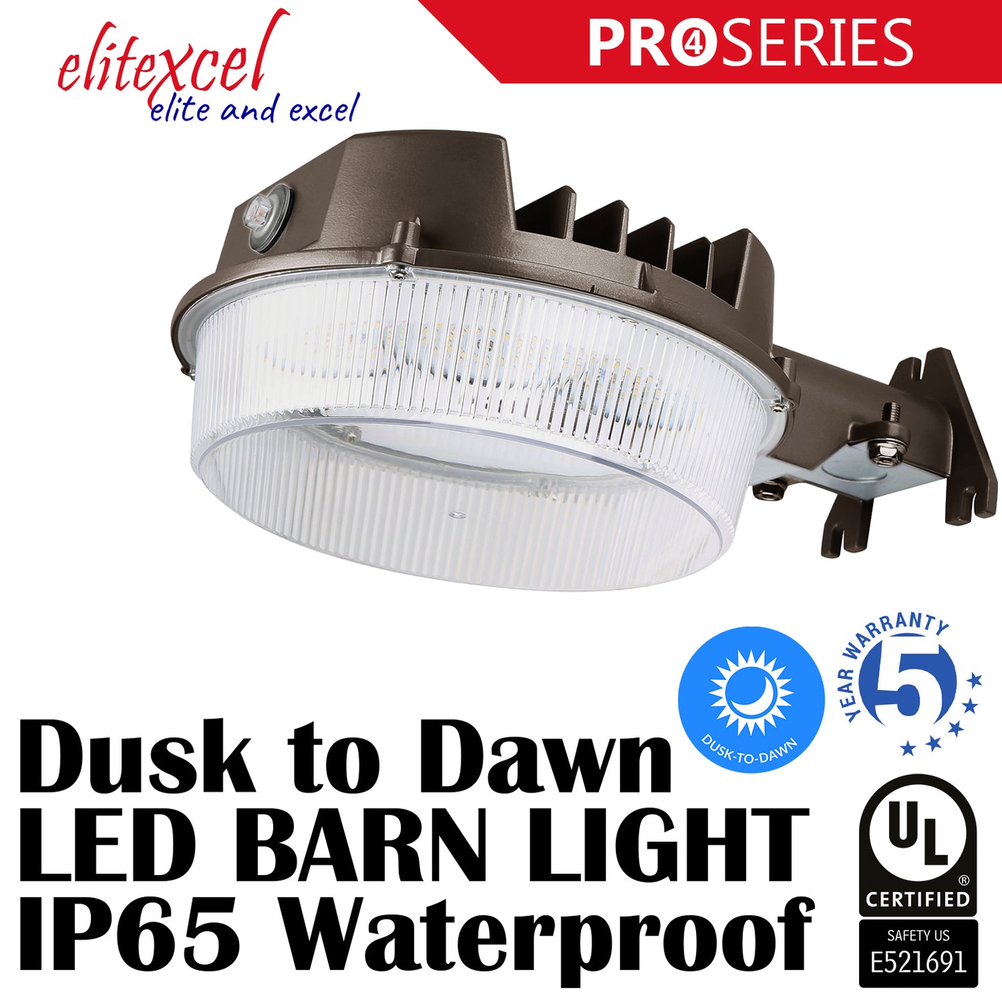 Commercial-Grade 43W LED Barn Light - Dusk-to-Dawn Outdoor Security Light (Multi-Config)