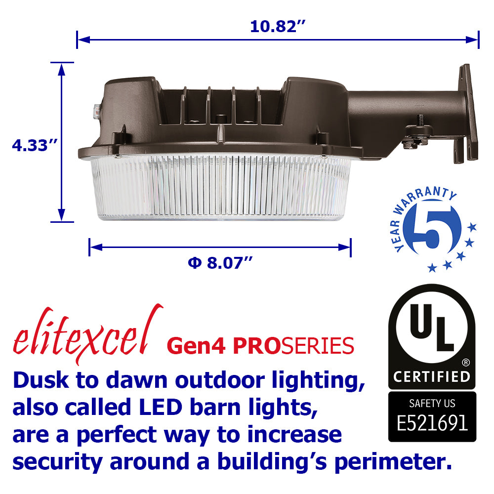 Commercial-Grade 43W LED Barn Light - Dusk-to-Dawn Outdoor Security Light (Multi-Config)
